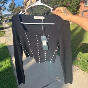 Black Long Sleeve with Diamond Accents